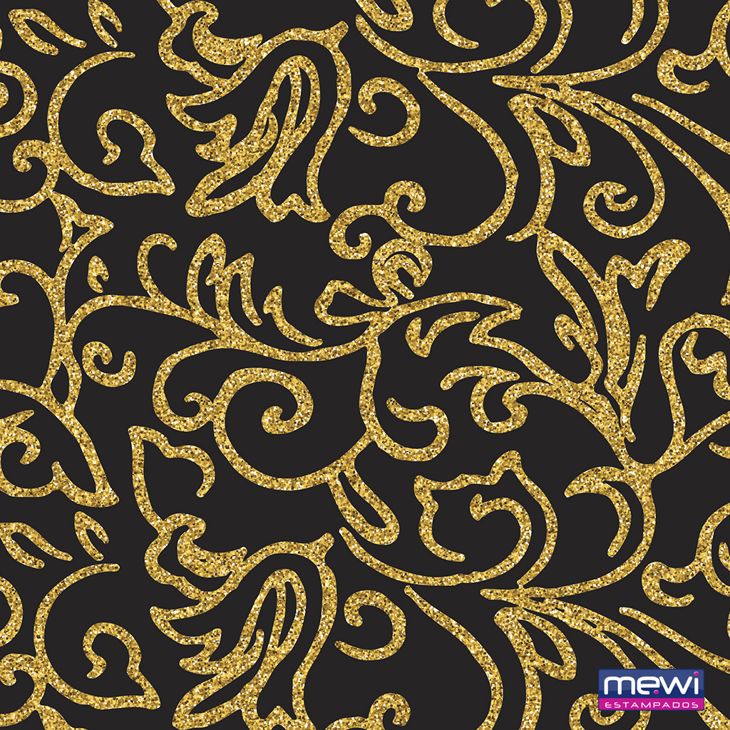 1179 – Arabesco Dourado/Preto – Mewi Estampados – TNT