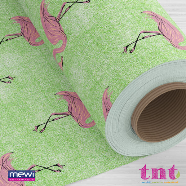Estampa Flamingo com fundo verde